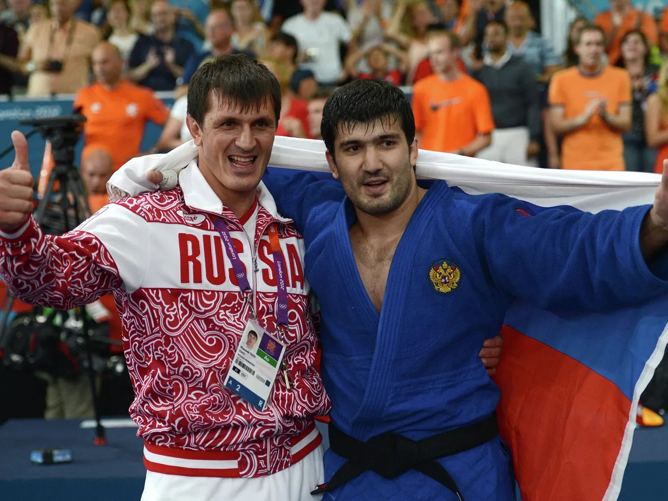 Хасанби Таов с чемпионом Игр в Лондоне Тагиром Хайбулаевым
