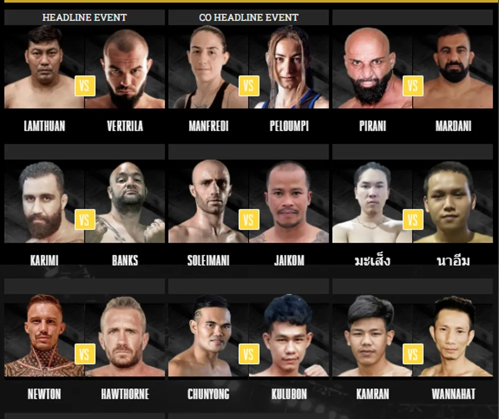 Все участники, кард BKFC Thailand 7 мая