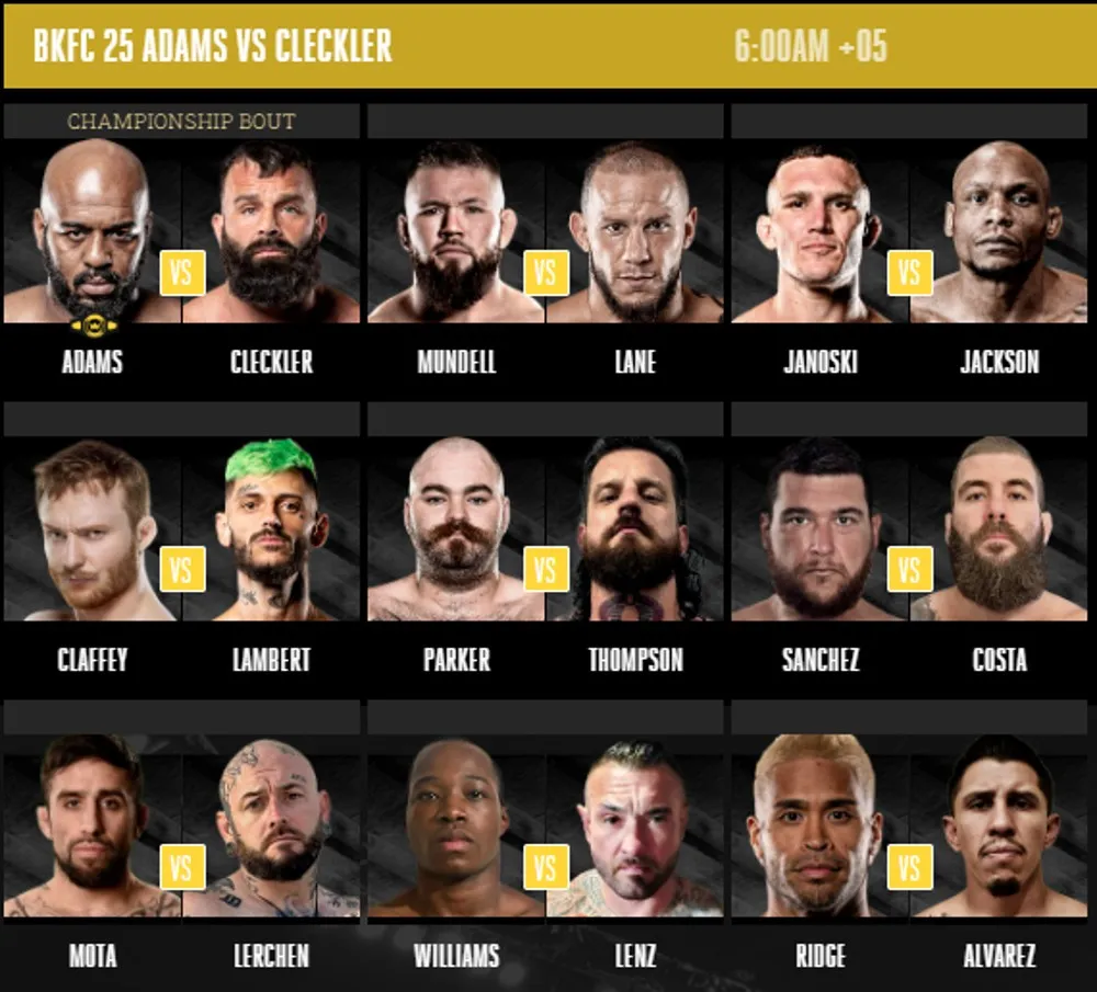 Все участники, кард BKFC 7 мая