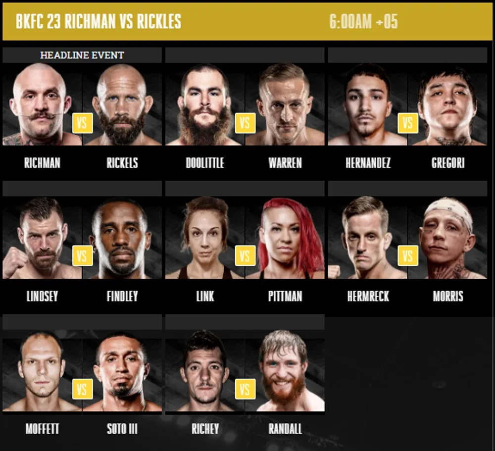 Все участники, кард BKFC 9 апреля