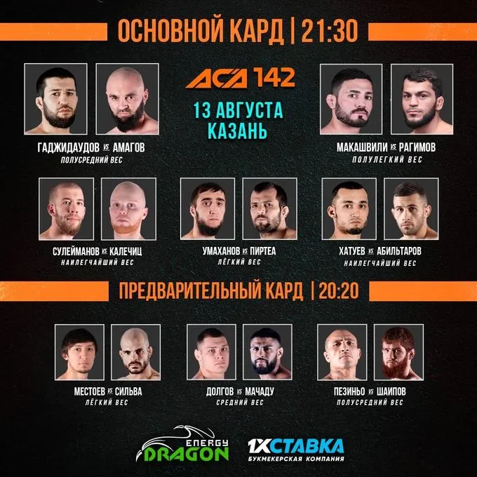 Кард турнира ACA 142