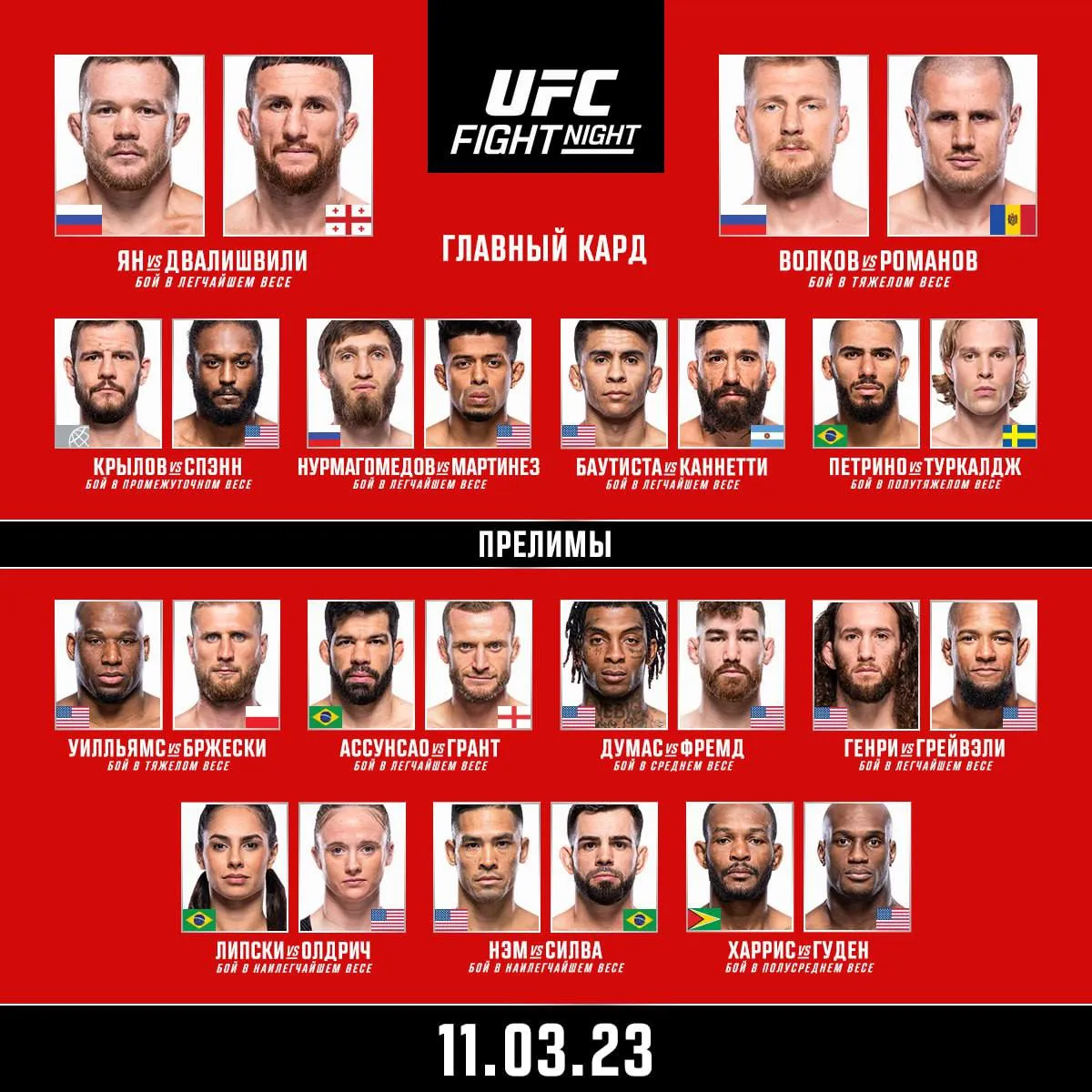 Кард UFC Fight Night 221