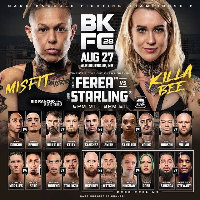 Кард турнира Bare Knuckle FC 28