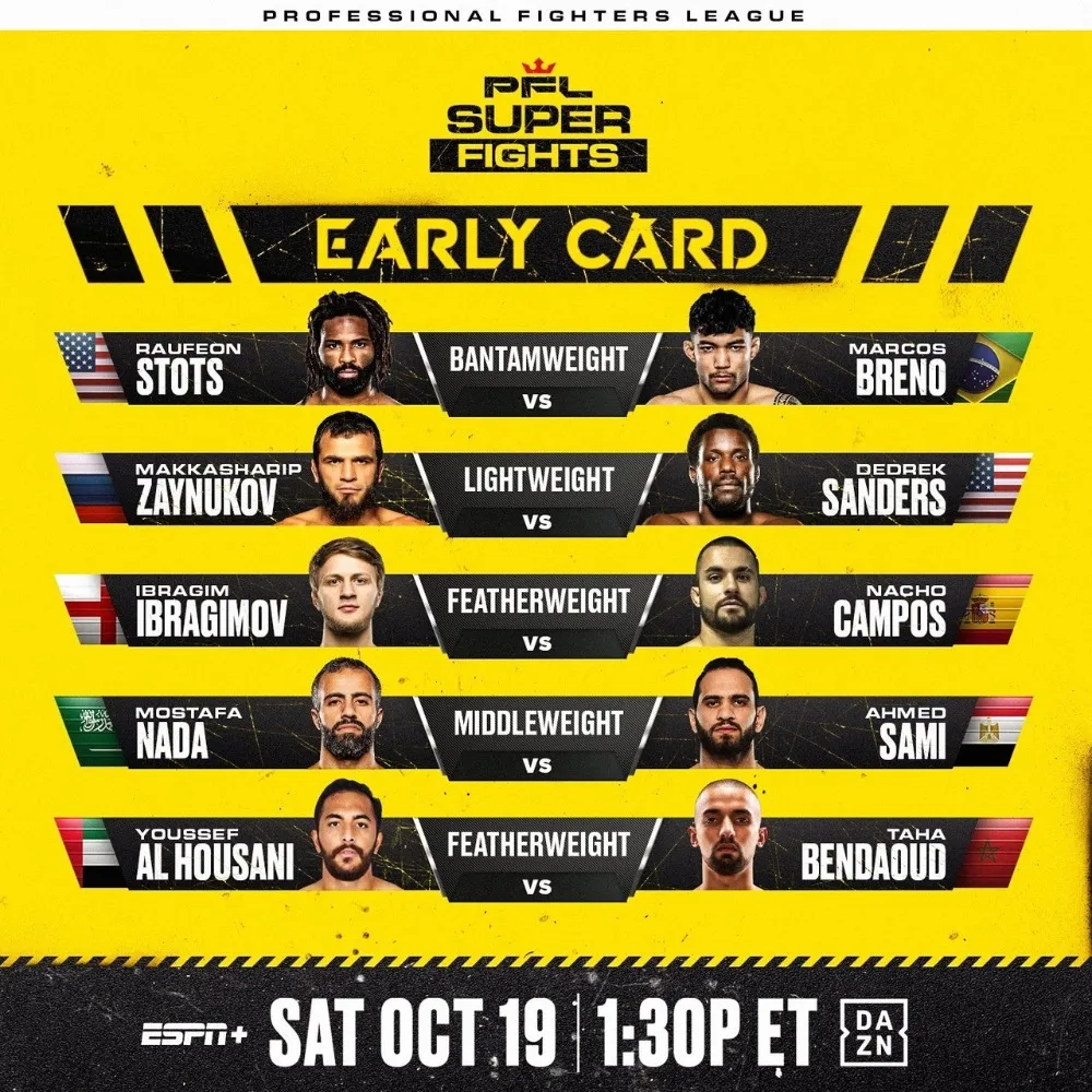 Предварительный кард PFL Super Fights 19 октября