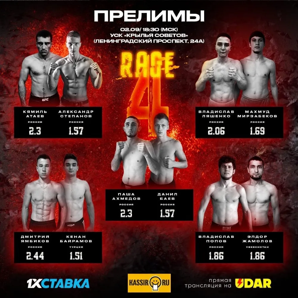Прелимы RAGE Arena 4