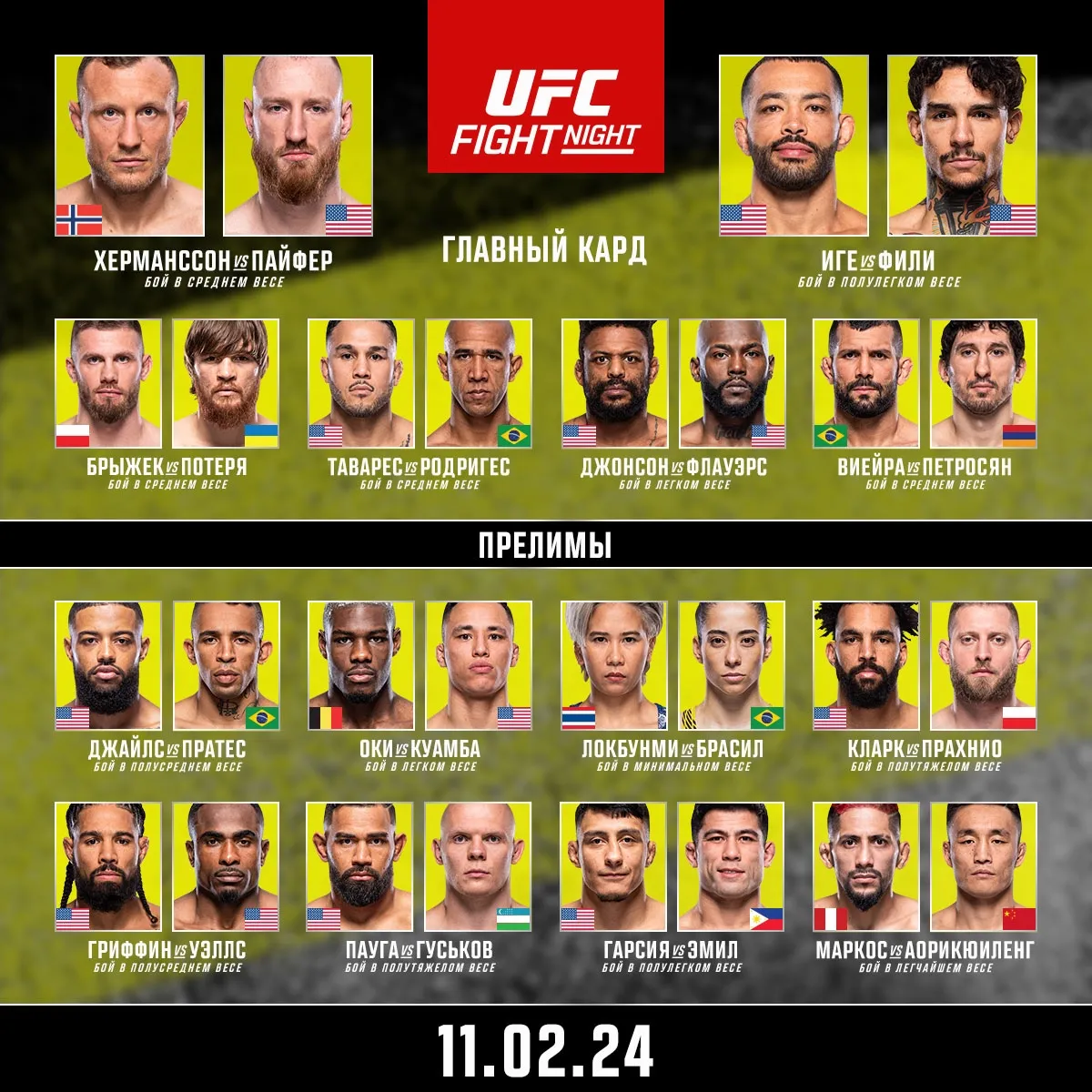 Кард UFC Vegas 86