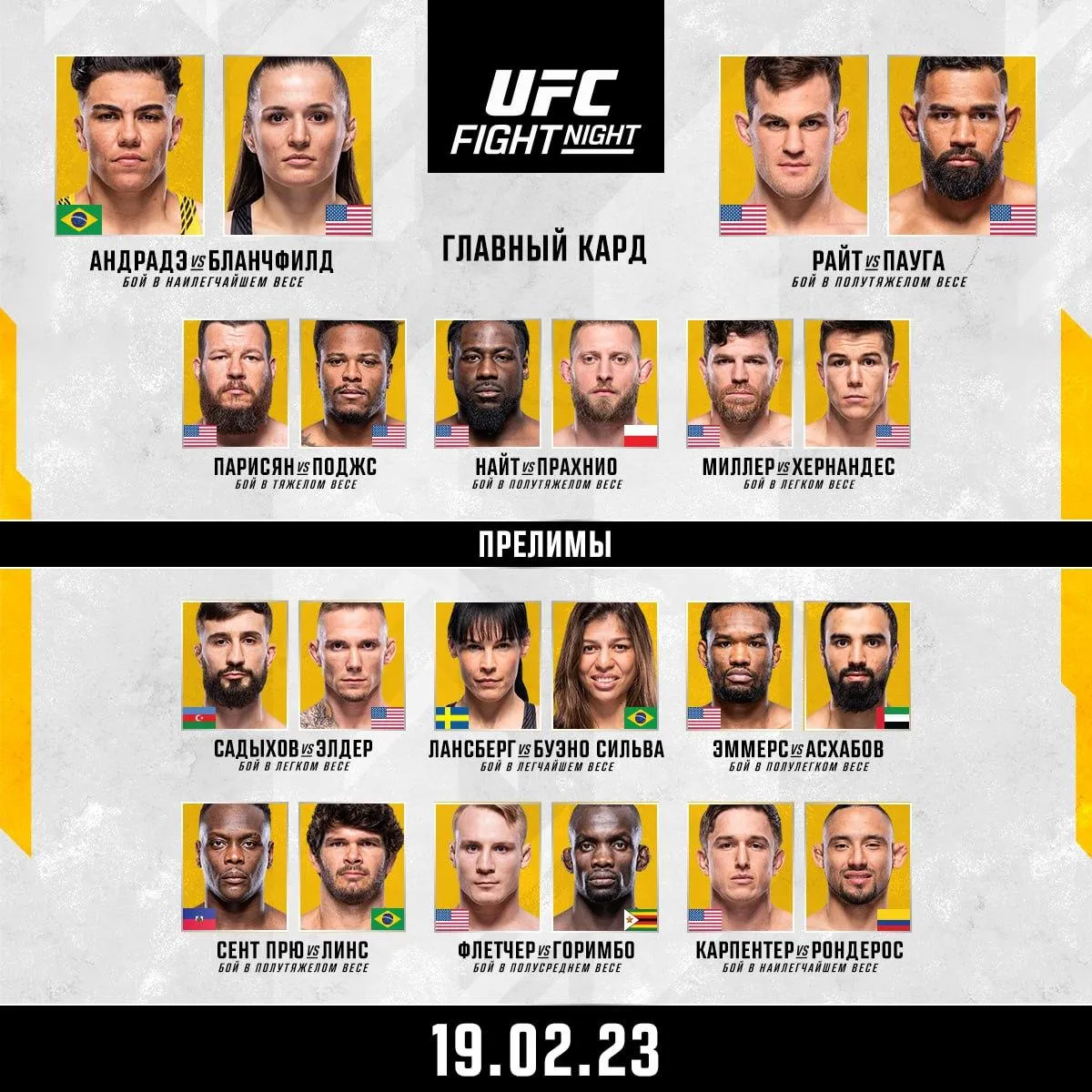 Кард UFC Fight Night 219
