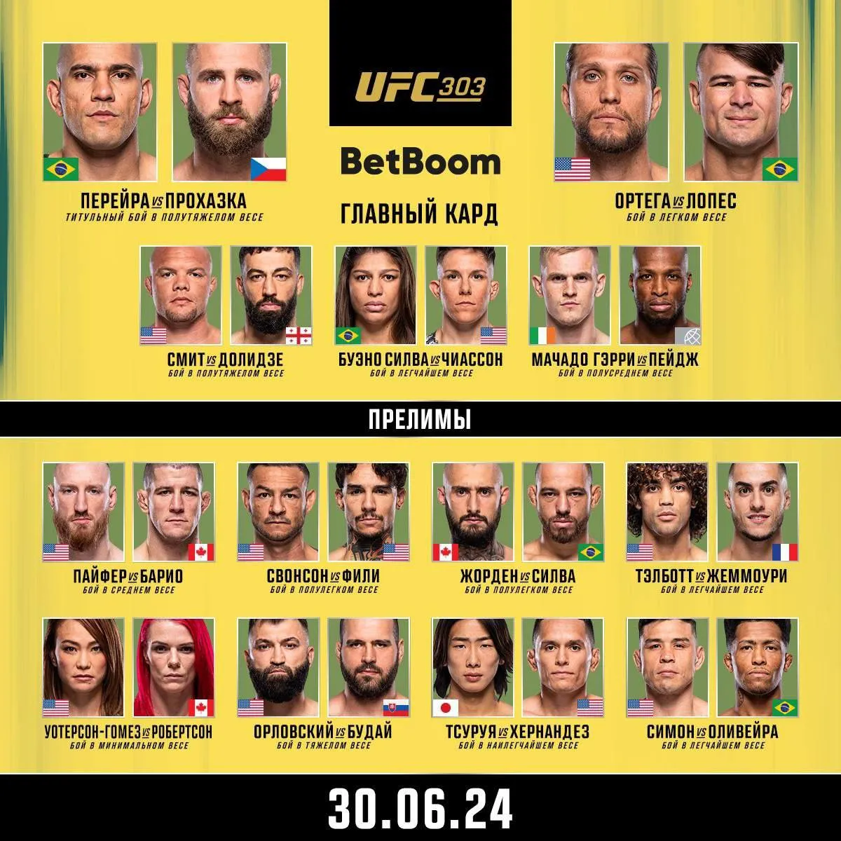 Кард UFC 303