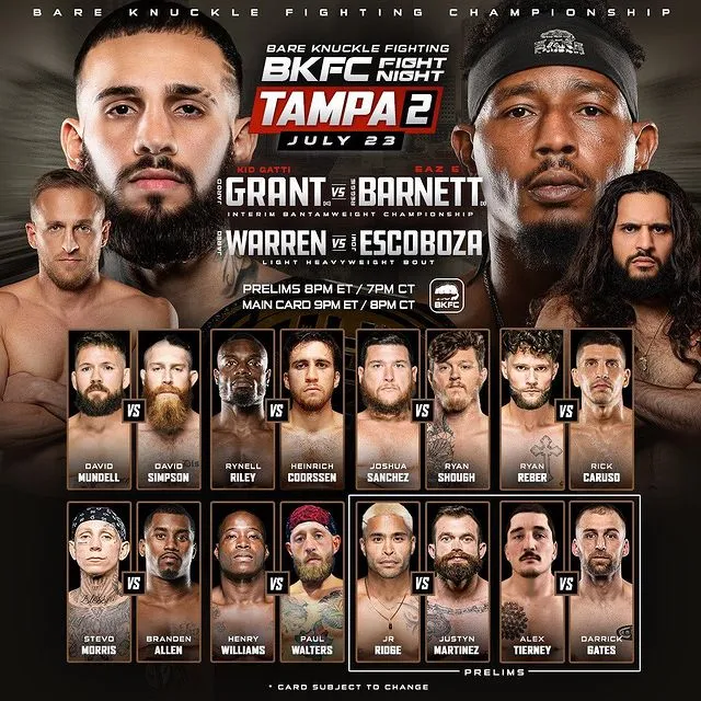 Кард турнира BKFC 23 июля