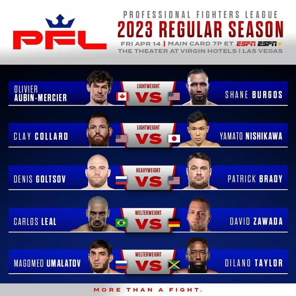 Основной кард PFL 3: сезон 2023 15 апреля
