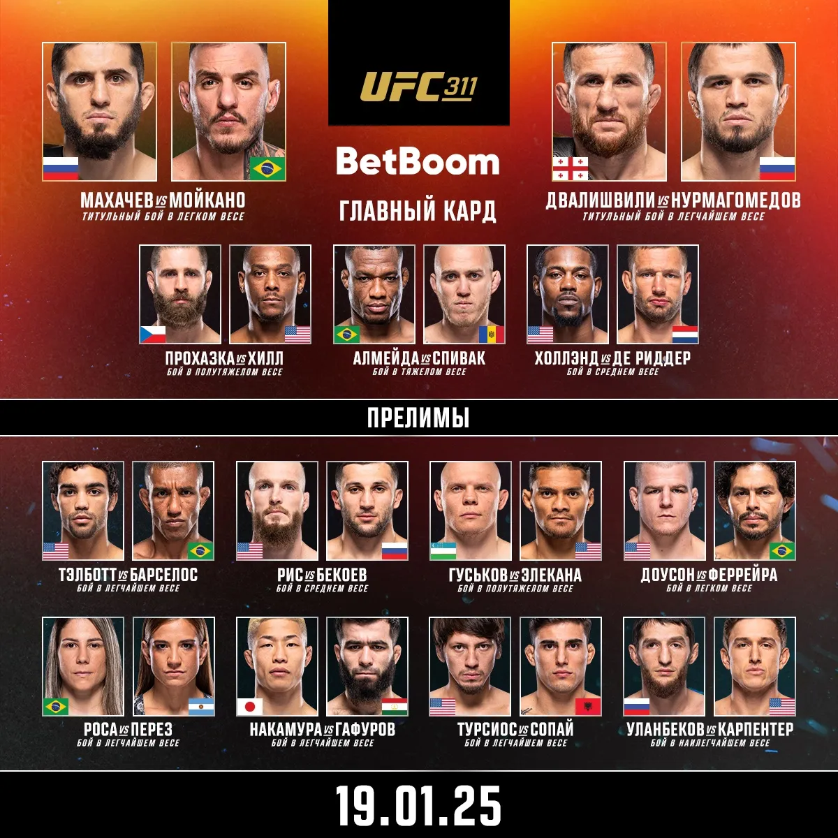 Кард UFC 311