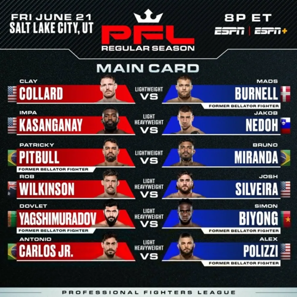Главный кард турнира PFL 22 июня