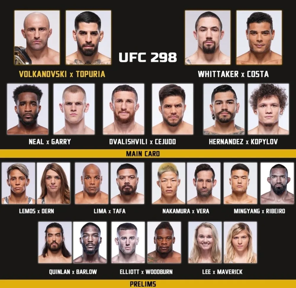 Полный кард турнира UFC 18 февраля