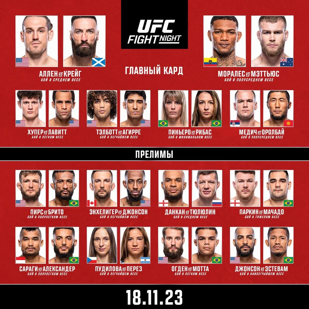 Кард UFC Fight Night 232