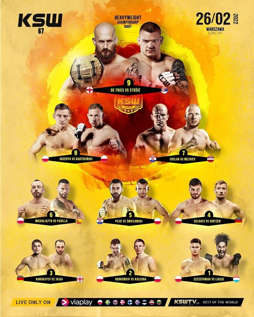 Все участники турнира, кард KSW 67