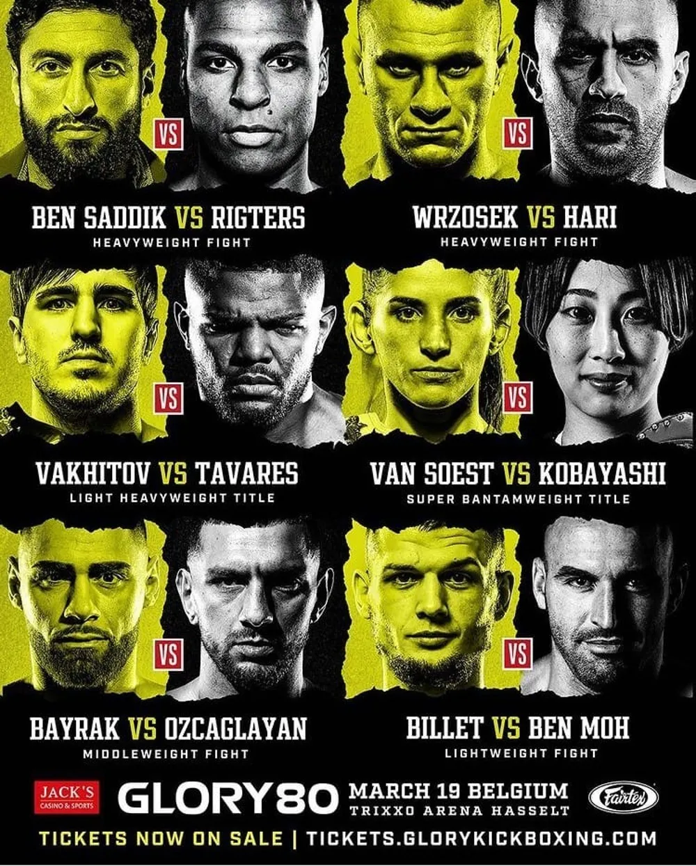 Кард, все участники турнира Glory 19 марта