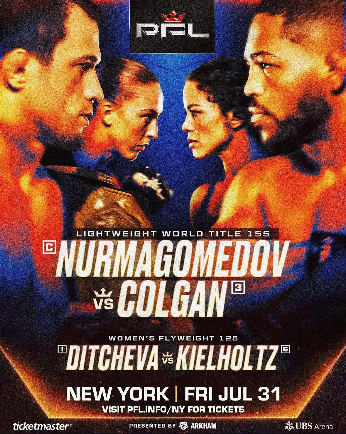 Постер главных боев на PFL Нью-Йорк