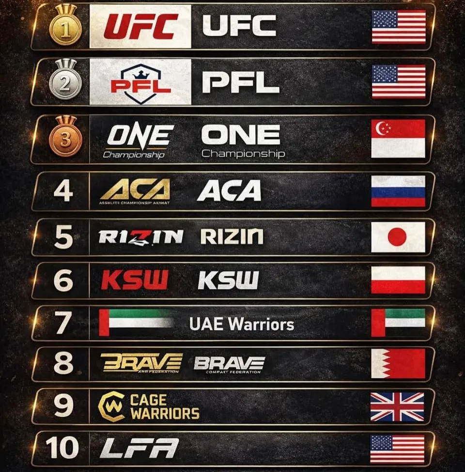 Топ-10 лиг в MMA по версии Tapology