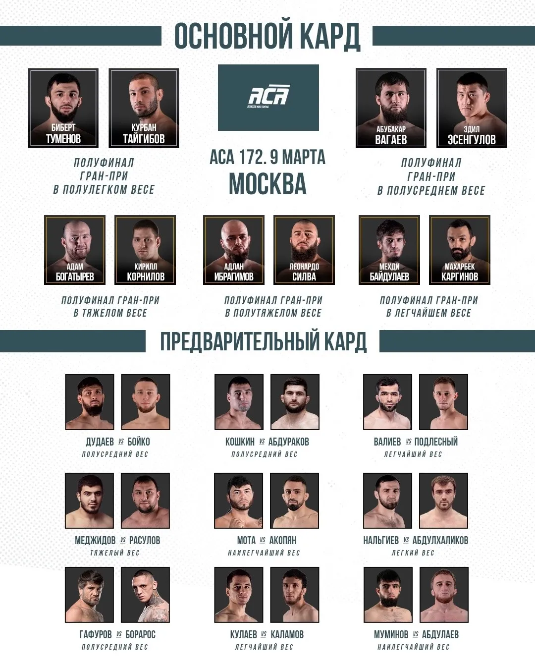 Кард турнира АСА 172
