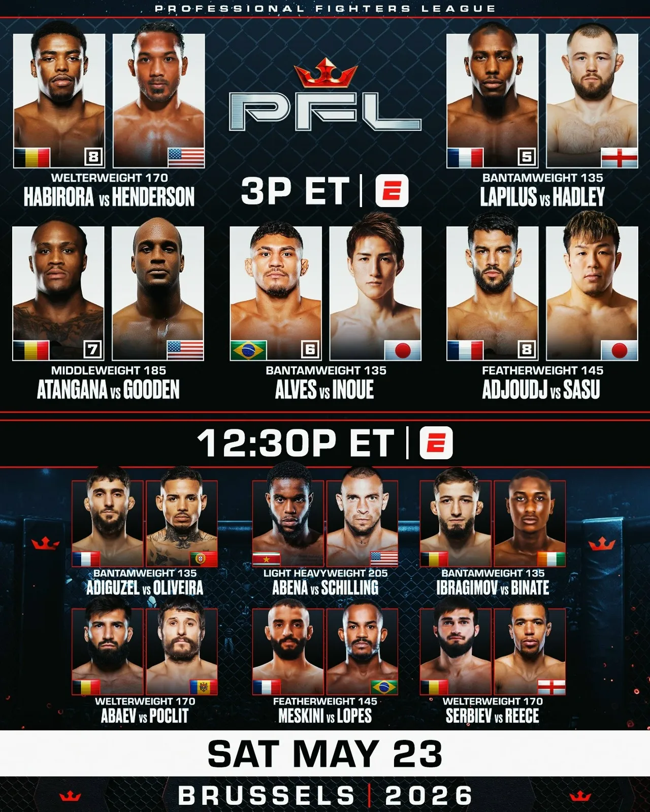 Полный кард турнира PFL 23 мая