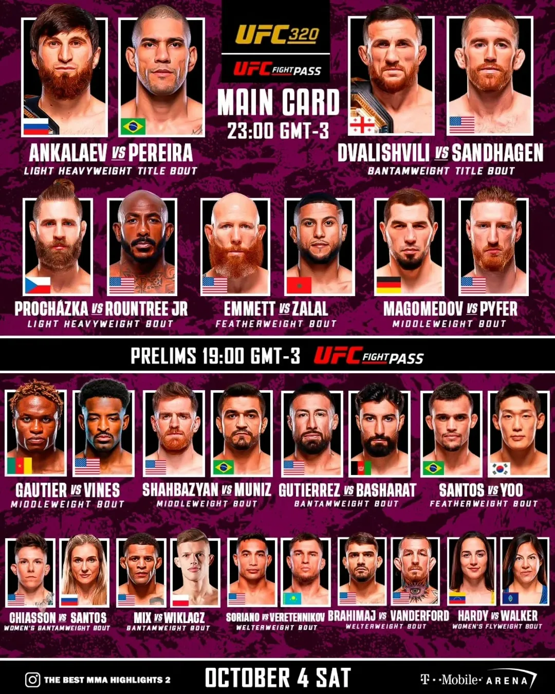 Полный кард турнира UFC 5 октября