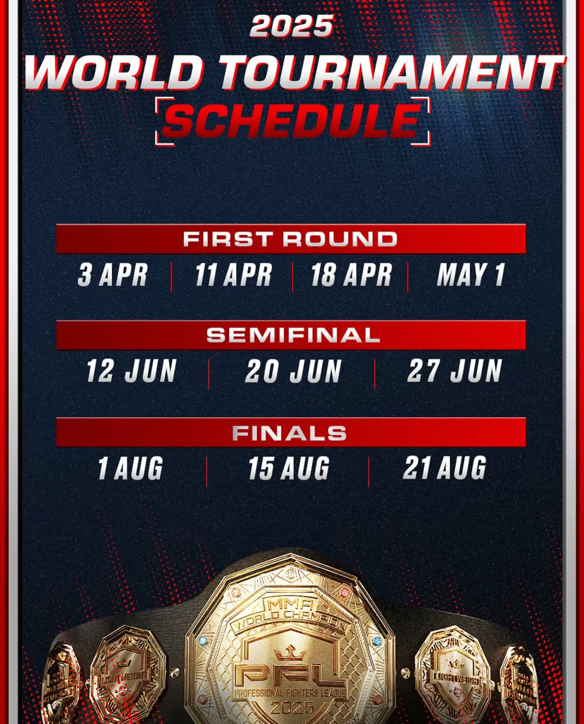 Расписание турниров PFL World Tournament