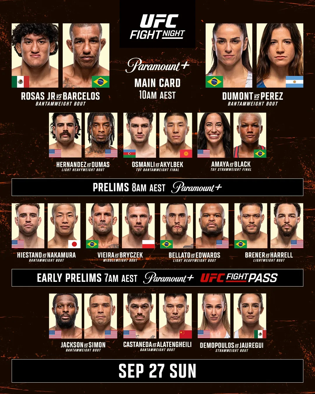 Кард турнира UFC Vegas 121