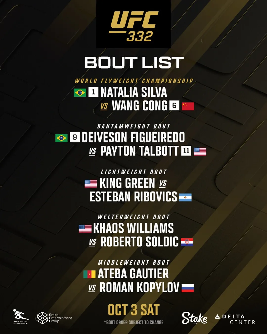 Основной кард UFC 332