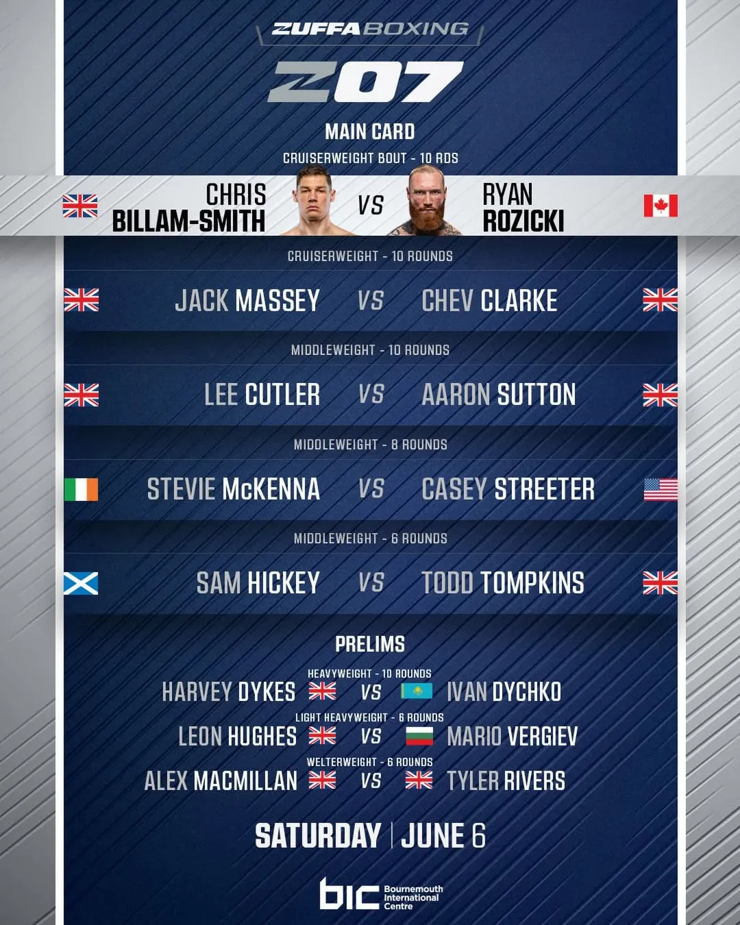 Полный кард Zuffa Boxing 6 июня