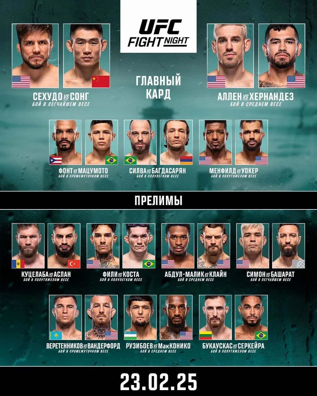 Кард турнира UFC в Сиэтле