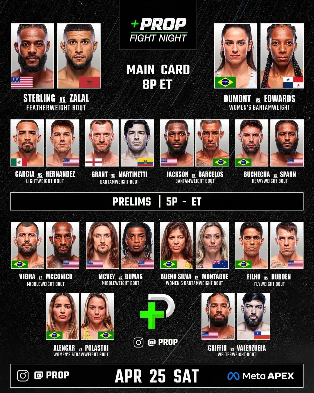 Полный кард турнира UFC 26 апреля
