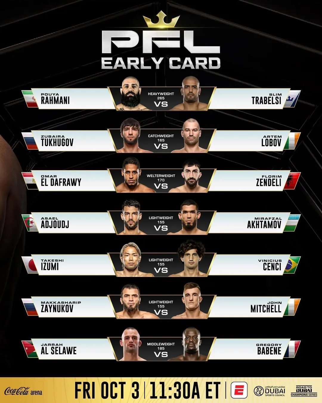 Прелимы PFL 3 октября