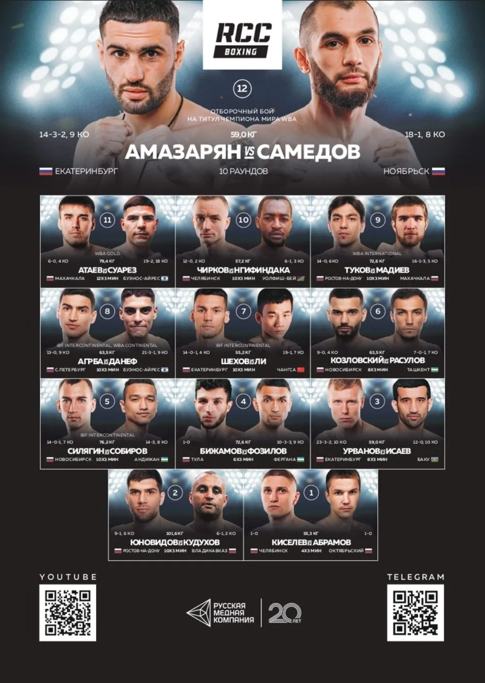 Полный кард турнира RCC Boxing 6 сентября