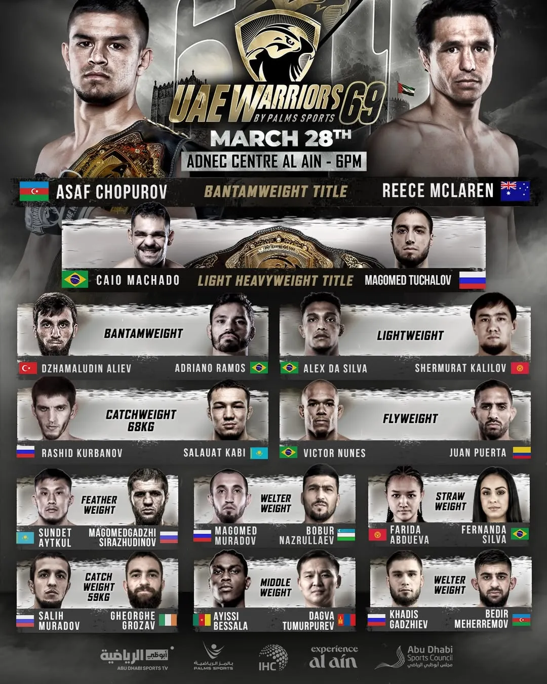 Полный кард турнира UAE Warriors 28 марта
