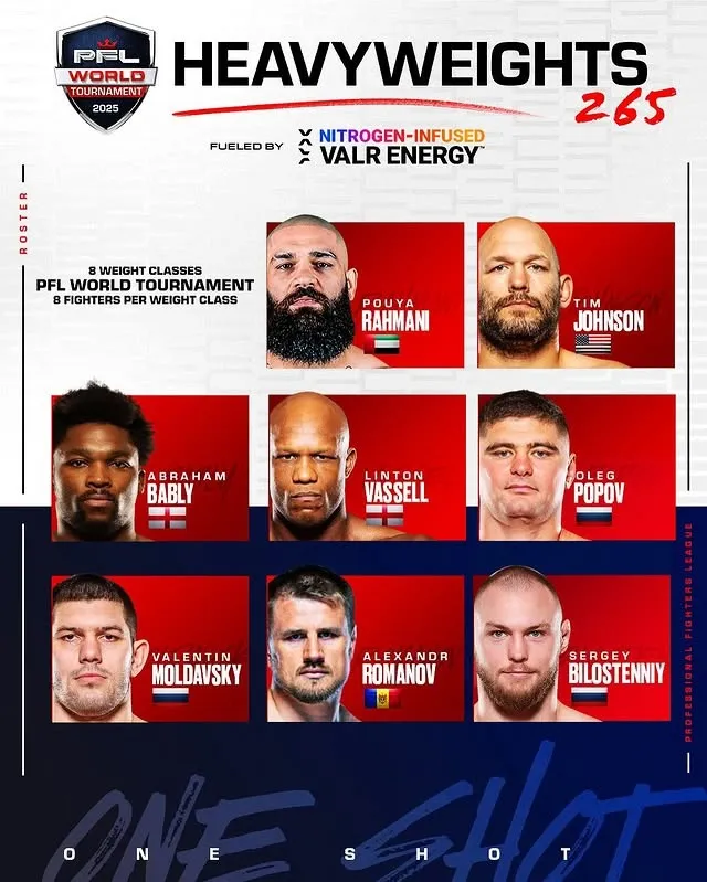 Состав участников PFL World Tournament в тяжелом дивизионе