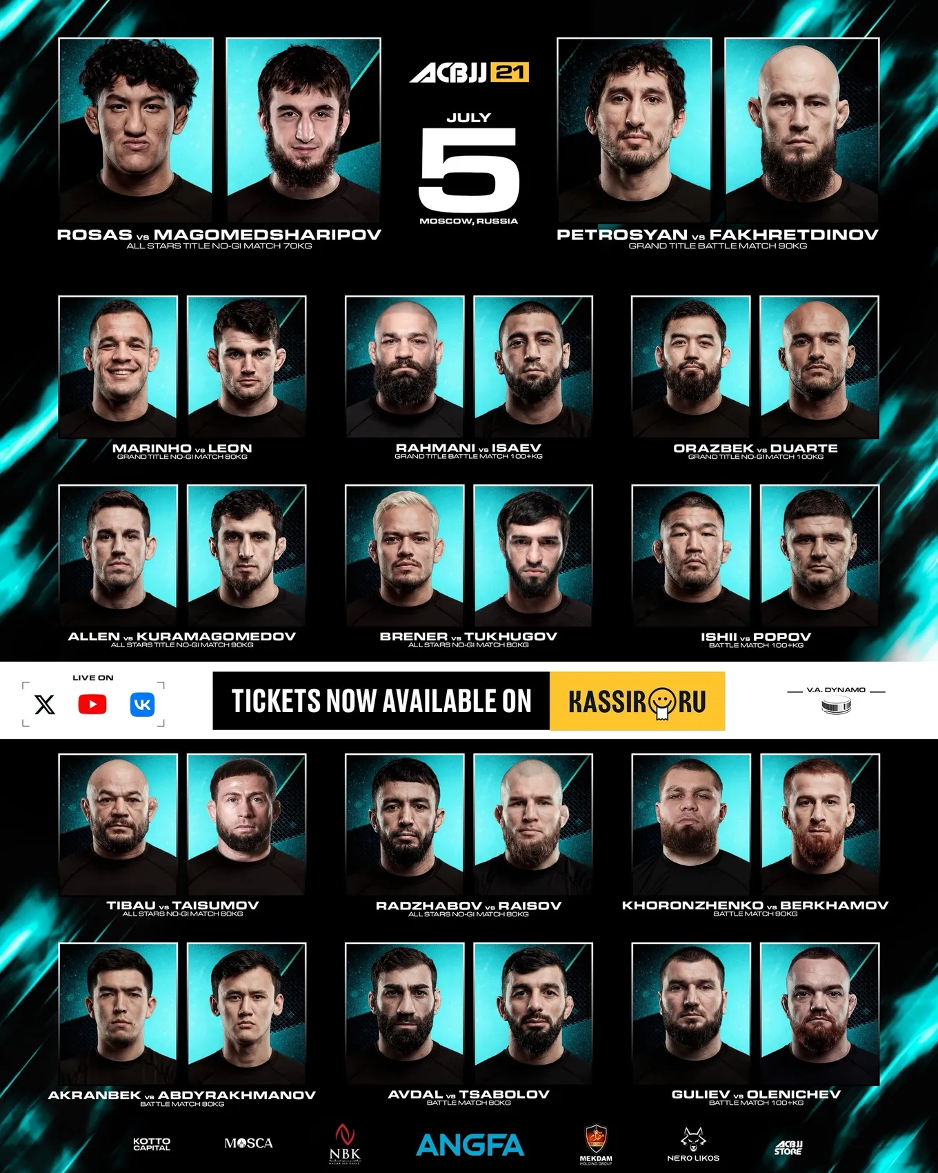 Медийный кард турнира ACBJJ 21