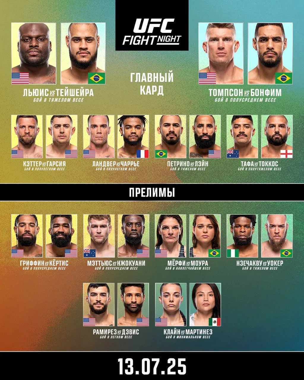 Кард UFC on ESPN 70