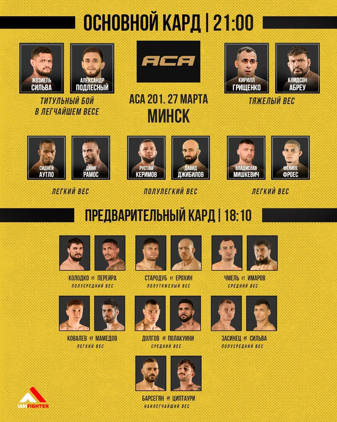Полный кард турнира ACA 201