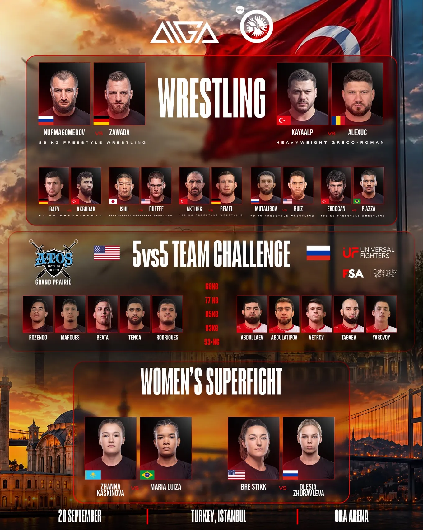 Полный кард турнира AIGA Istanbul 20 сентября