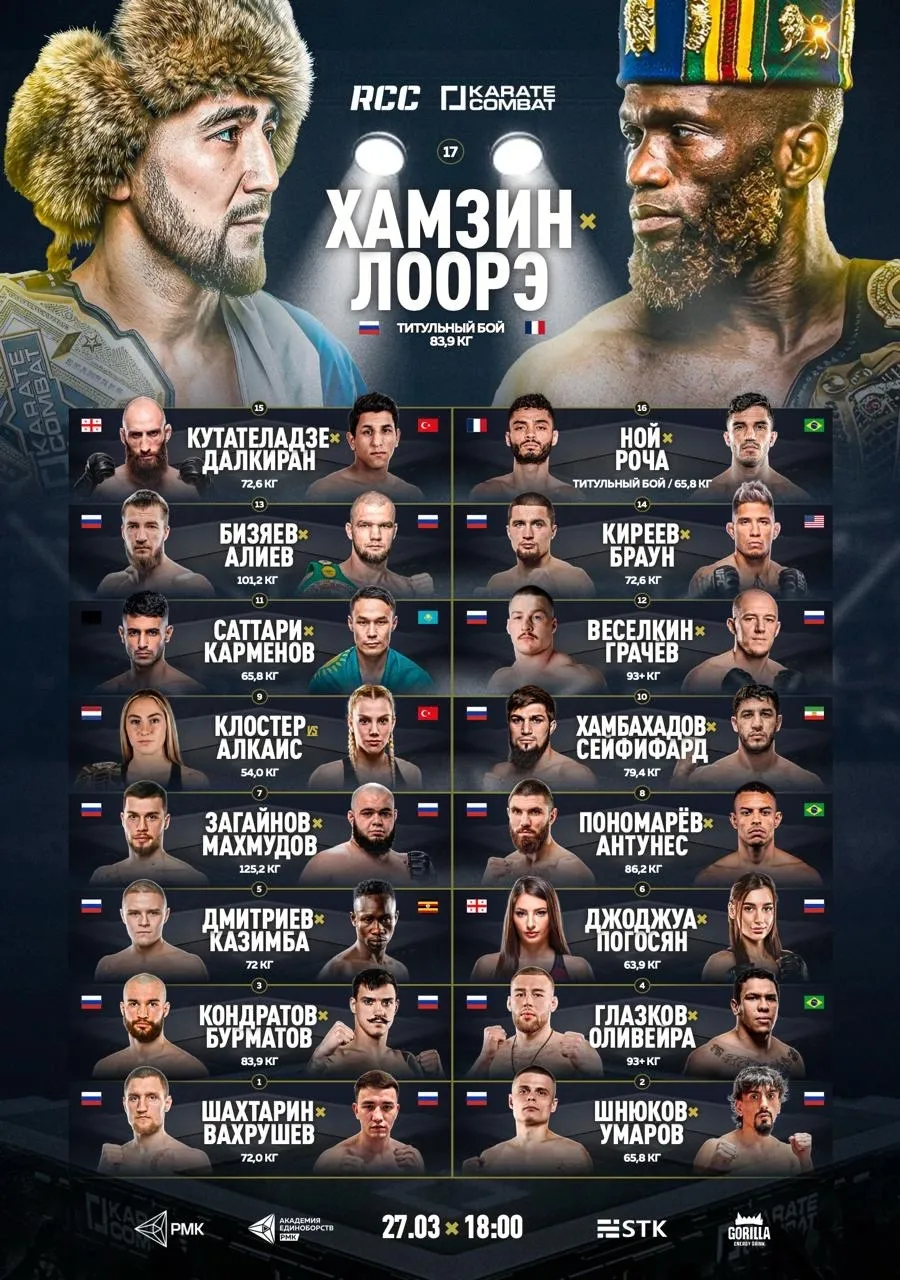 Полный кард турнира RCC x Karate Combat 60