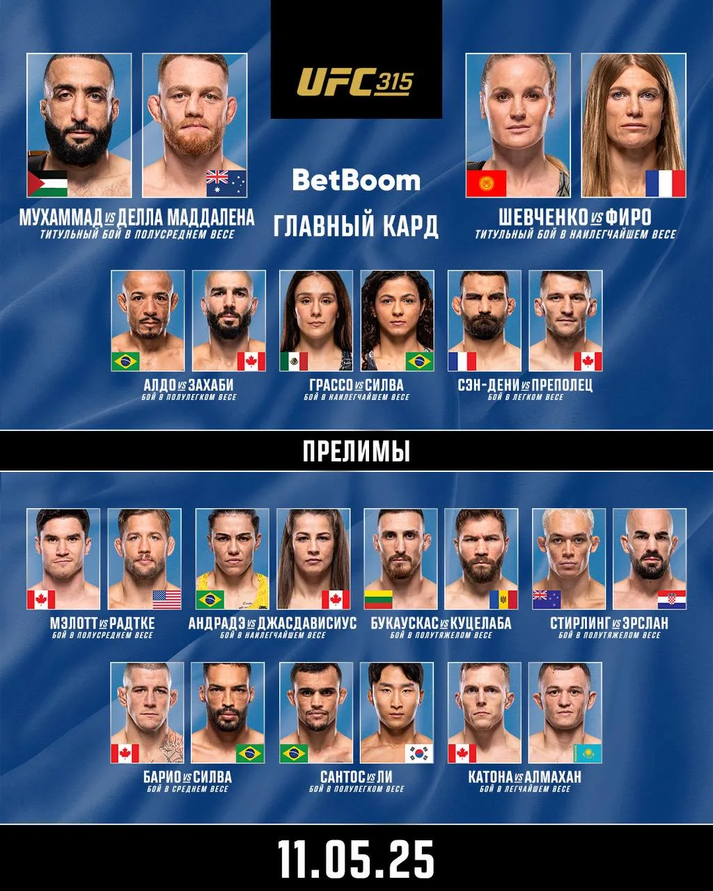 Кард UFC 315