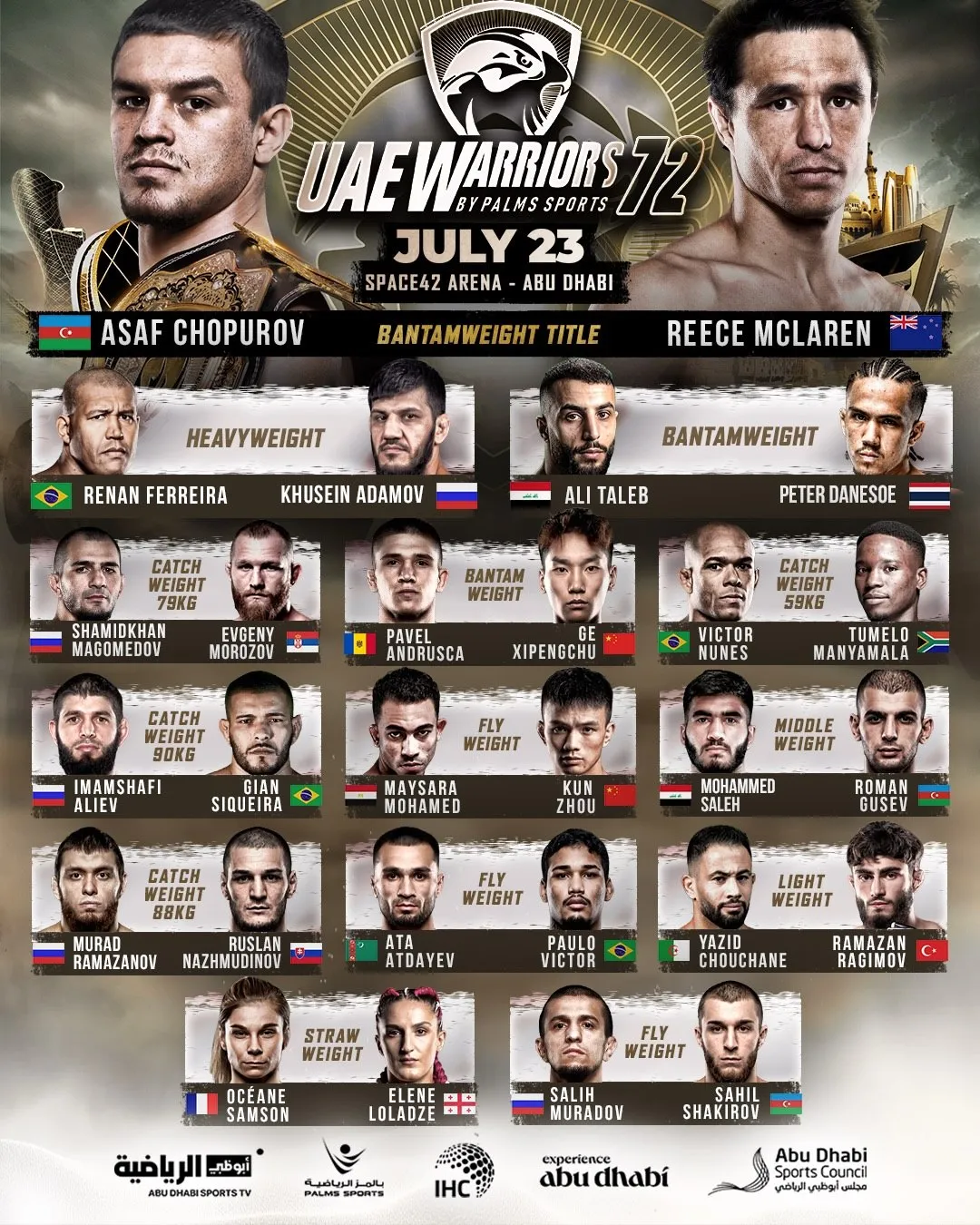 Полный кард турнира UAE Warriors 23 июля