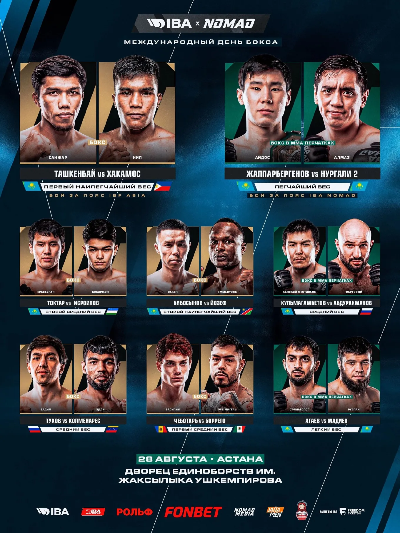 Полный кард турнира IBA Nomad: International Boxing Day