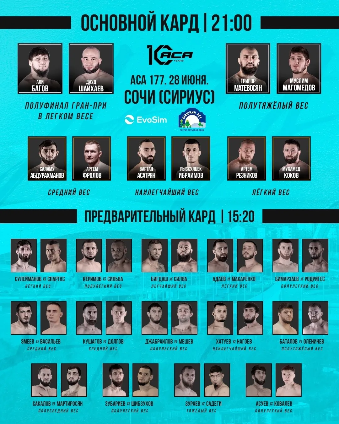 Кард турнира ACA 177