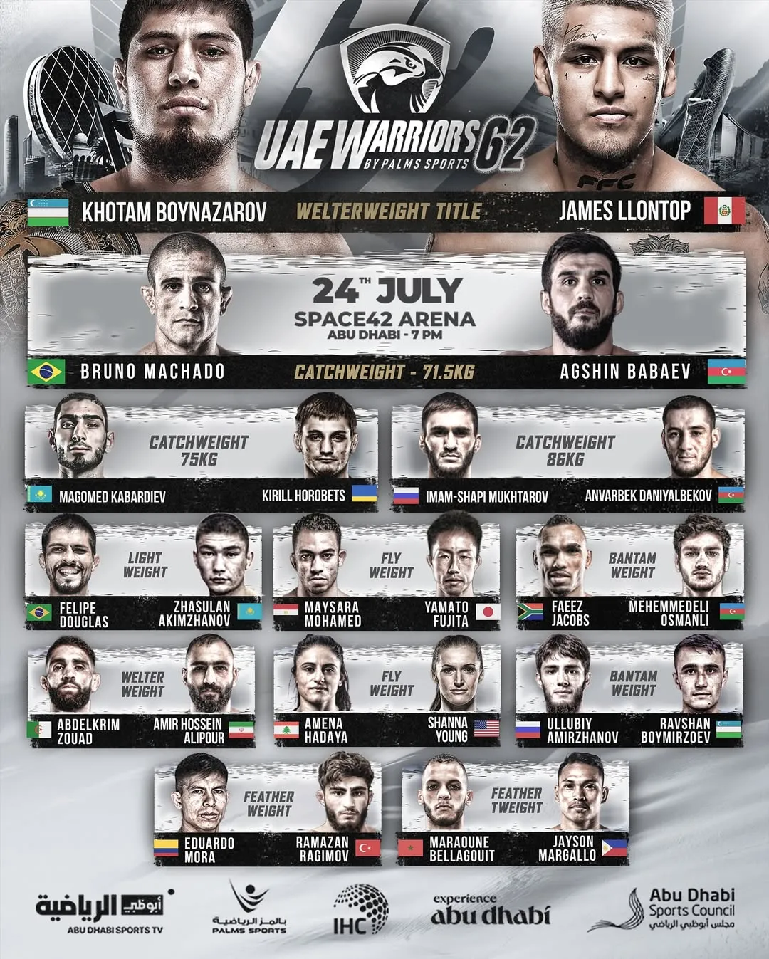 Полный кард турнира UAE Warriors 24 июля