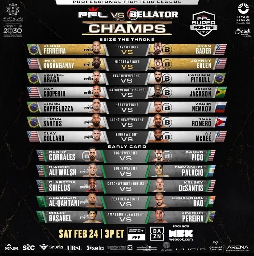 Кард совместного турнира PFL и Bellator