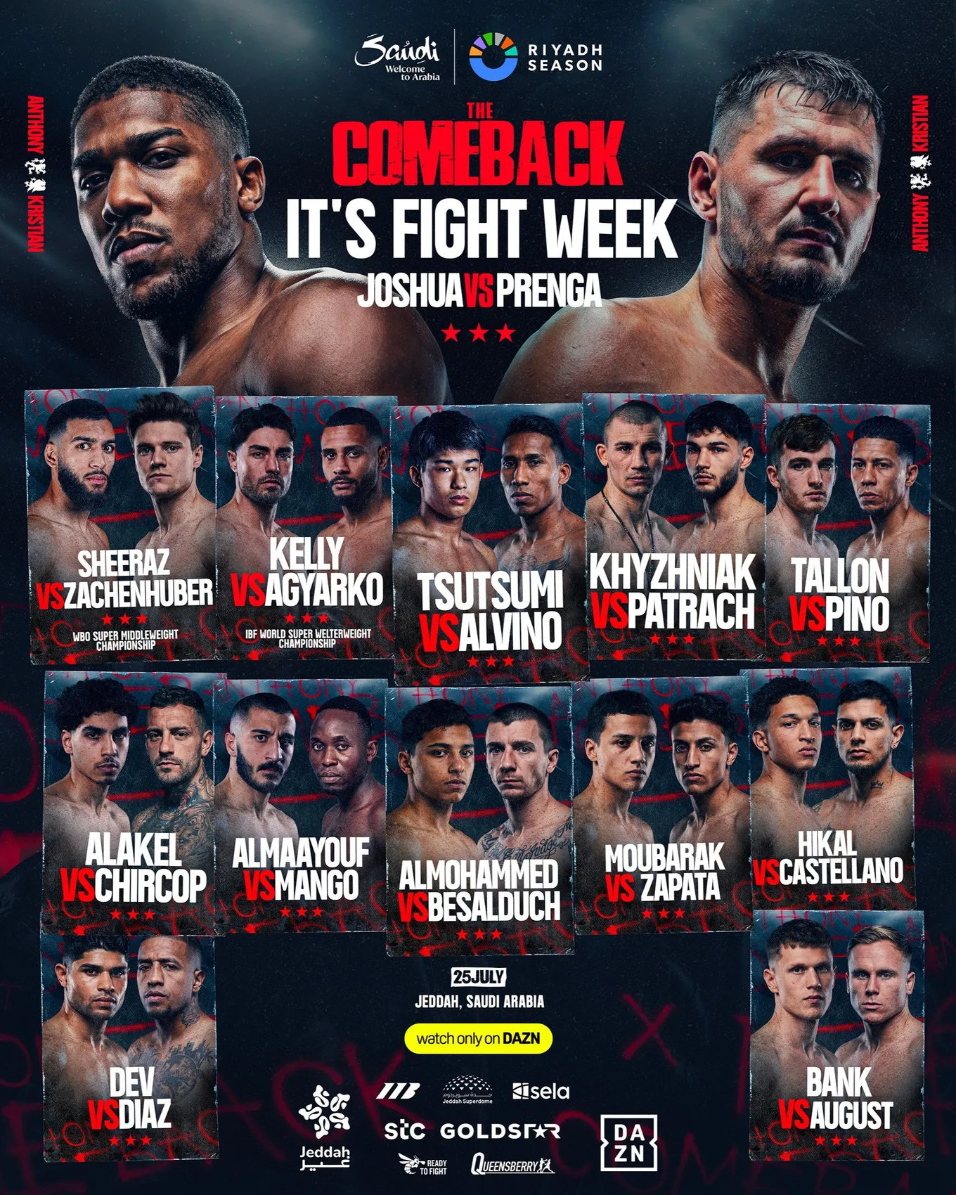 Полный кард шоу Matchroom в Саудовской Аравии 25 июля