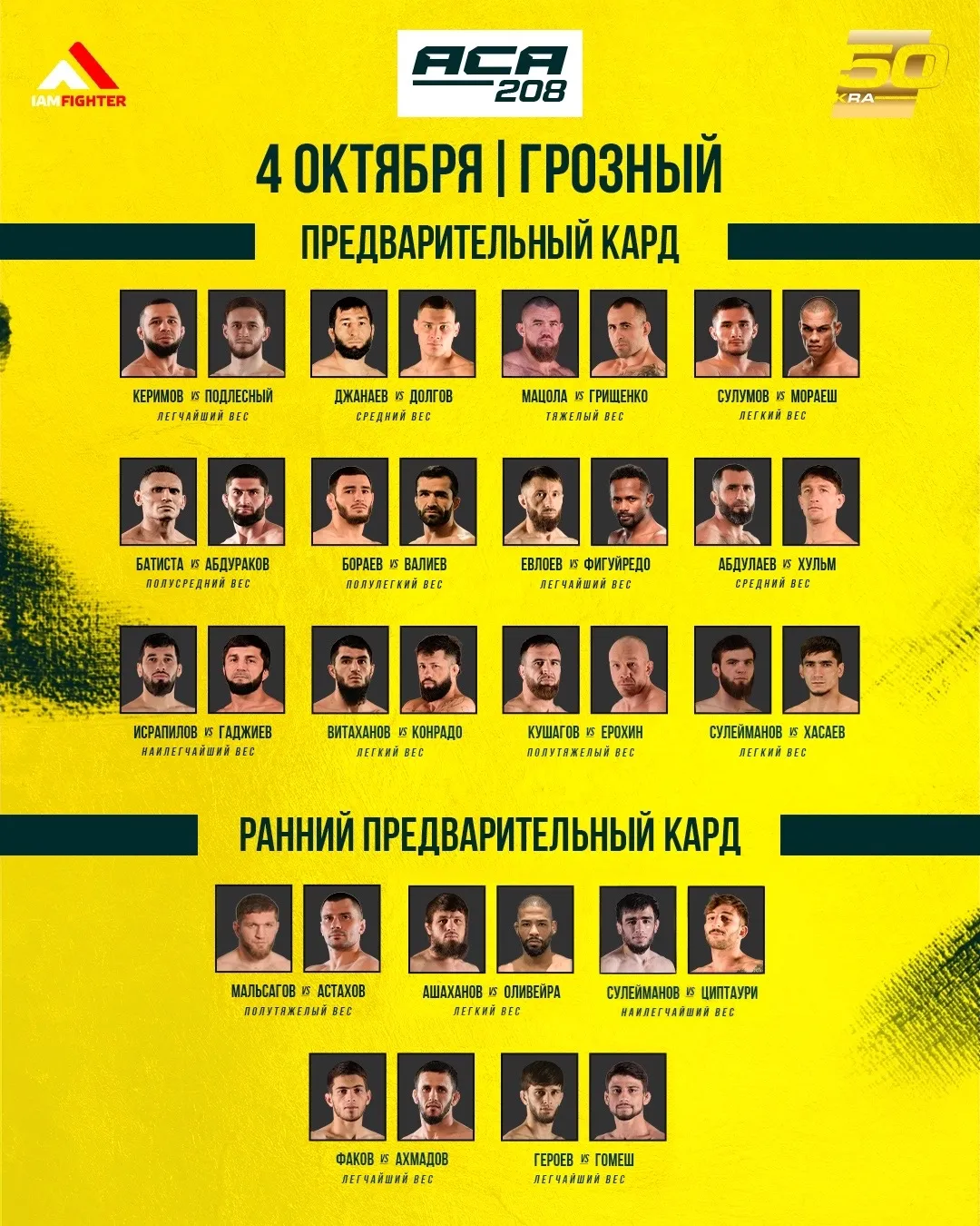 Полный кард ACA 4 октября