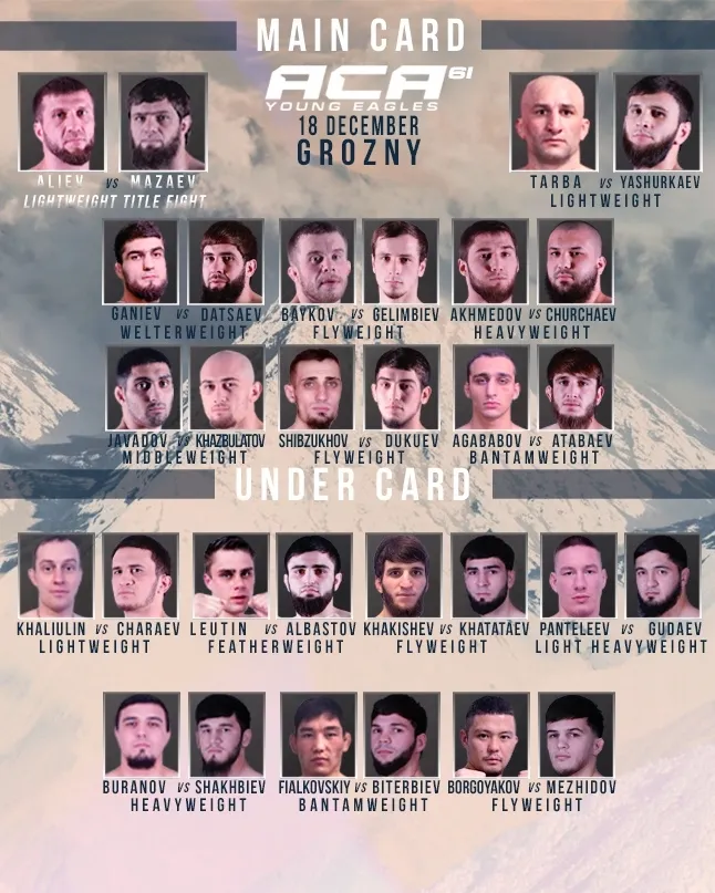 Полный кард турнира ACA Young Eagles 18 декабря