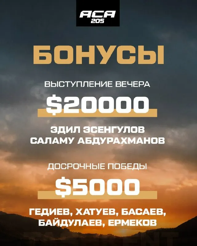 Семь бойцов получили бонусы по результатам ACA 205